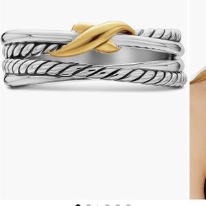 David Yurman Silver and Gold Crossover Ring
